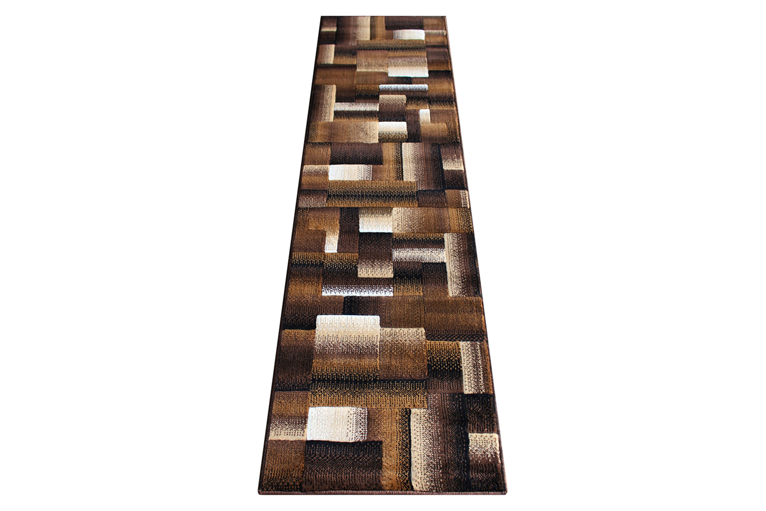 BLNK Elio Collection Olefin Color Blocked Area Rug with Jute Backing - Chocolate, 2'W x 7'L