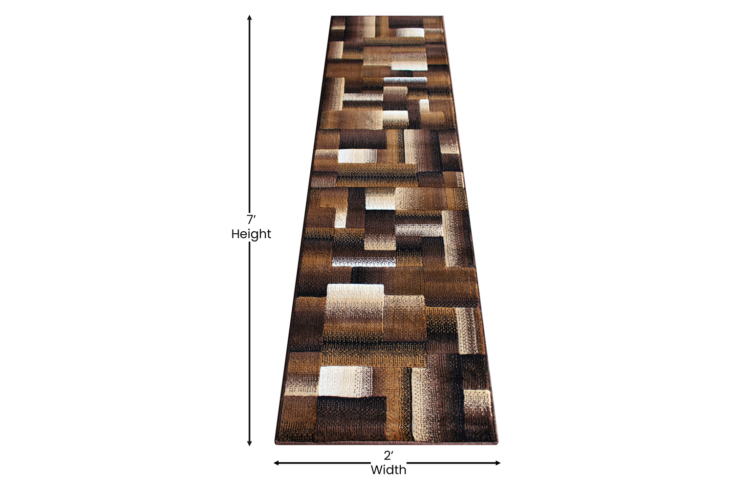 BLNK Elio Collection Olefin Color Blocked Area Rug with Jute Backing - Chocolate, 2'W x 7'L