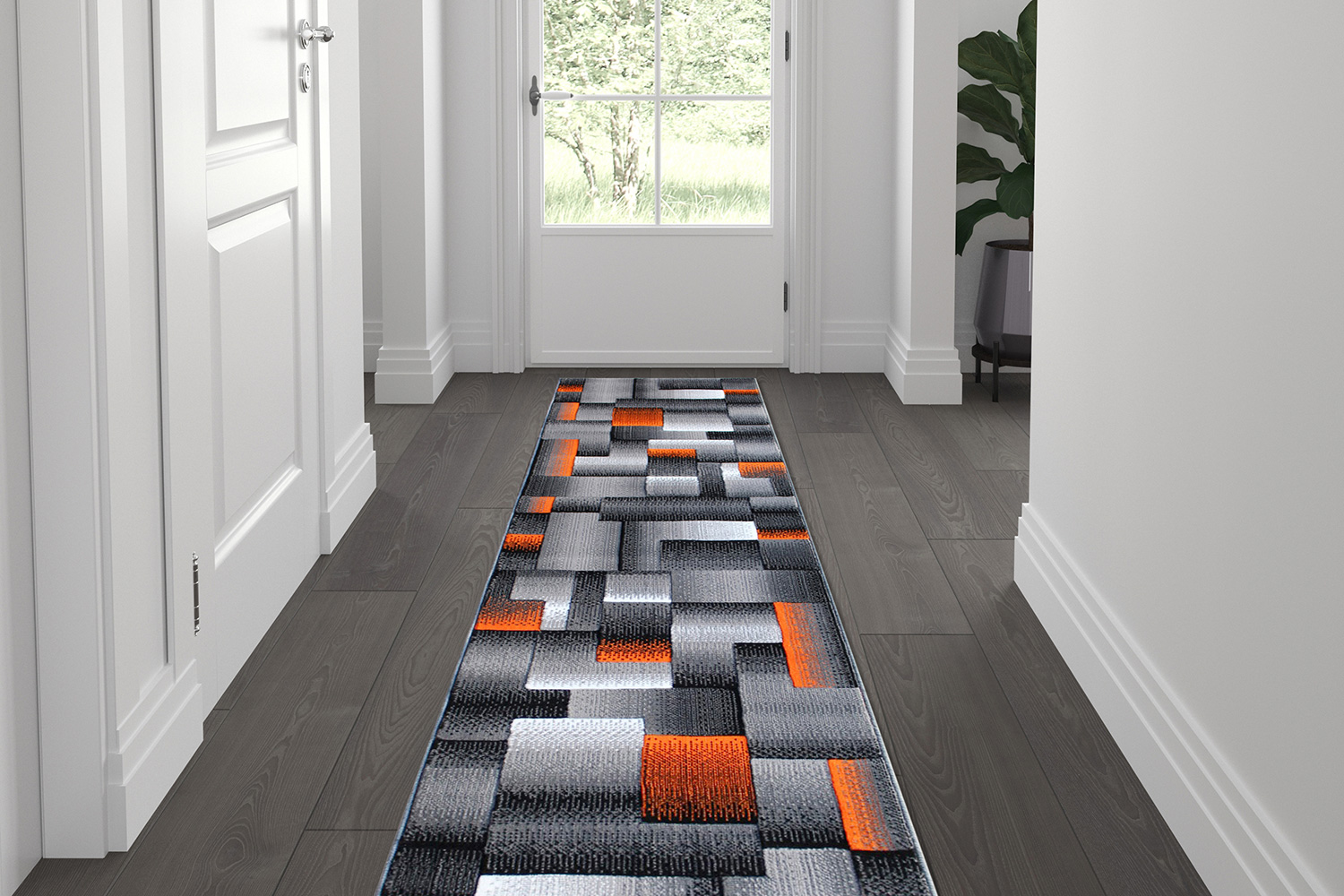 BLNK Elio Collection Olefin Color Blocked Area Rug with Jute Backing