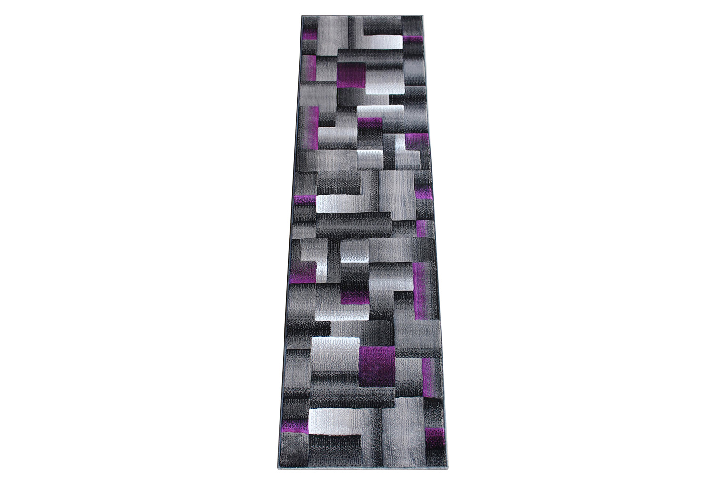 BLNK Elio Collection Olefin Color Blocked Area Rug with Jute Backing - Purple, 2'W x 7'L