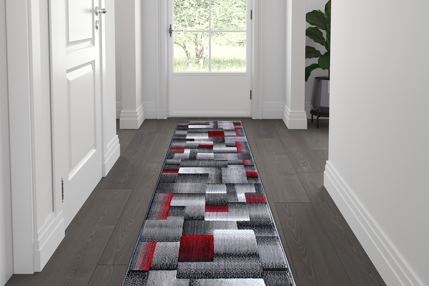 BLNK Elio Collection Olefin Color Blocked Area Rug with Jute Backing