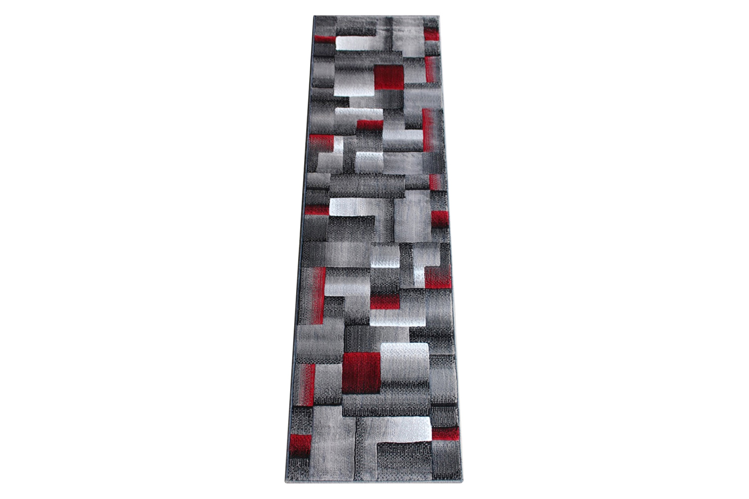 BLNK Elio Collection Olefin Color Blocked Area Rug with Jute Backing - Red, 2'W x 7'L