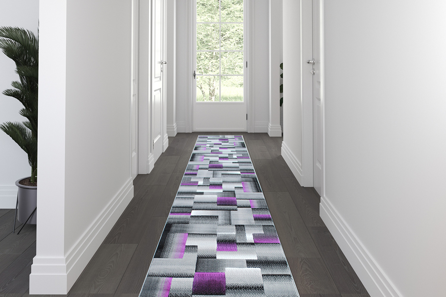 BLNK Elio Collection Olefin Color Blocked Area Rug with Jute Backing