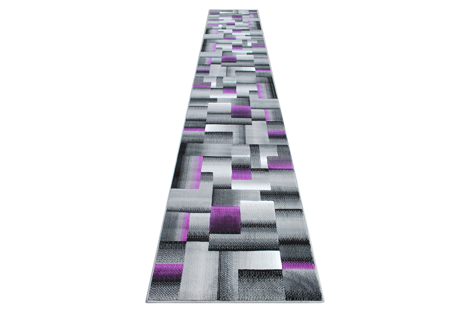 BLNK Elio Collection Olefin Color Blocked Area Rug with Jute Backing - Purple, 3'W x 16'L