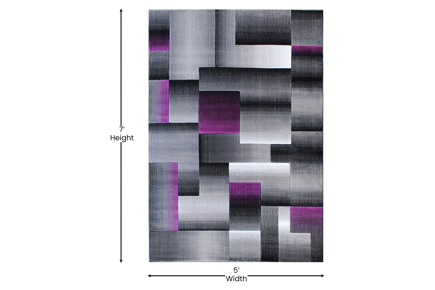 BLNK Elio Collection Olefin Color Blocked Area Rug with Jute Backing - Purple, 5'W x 7'L