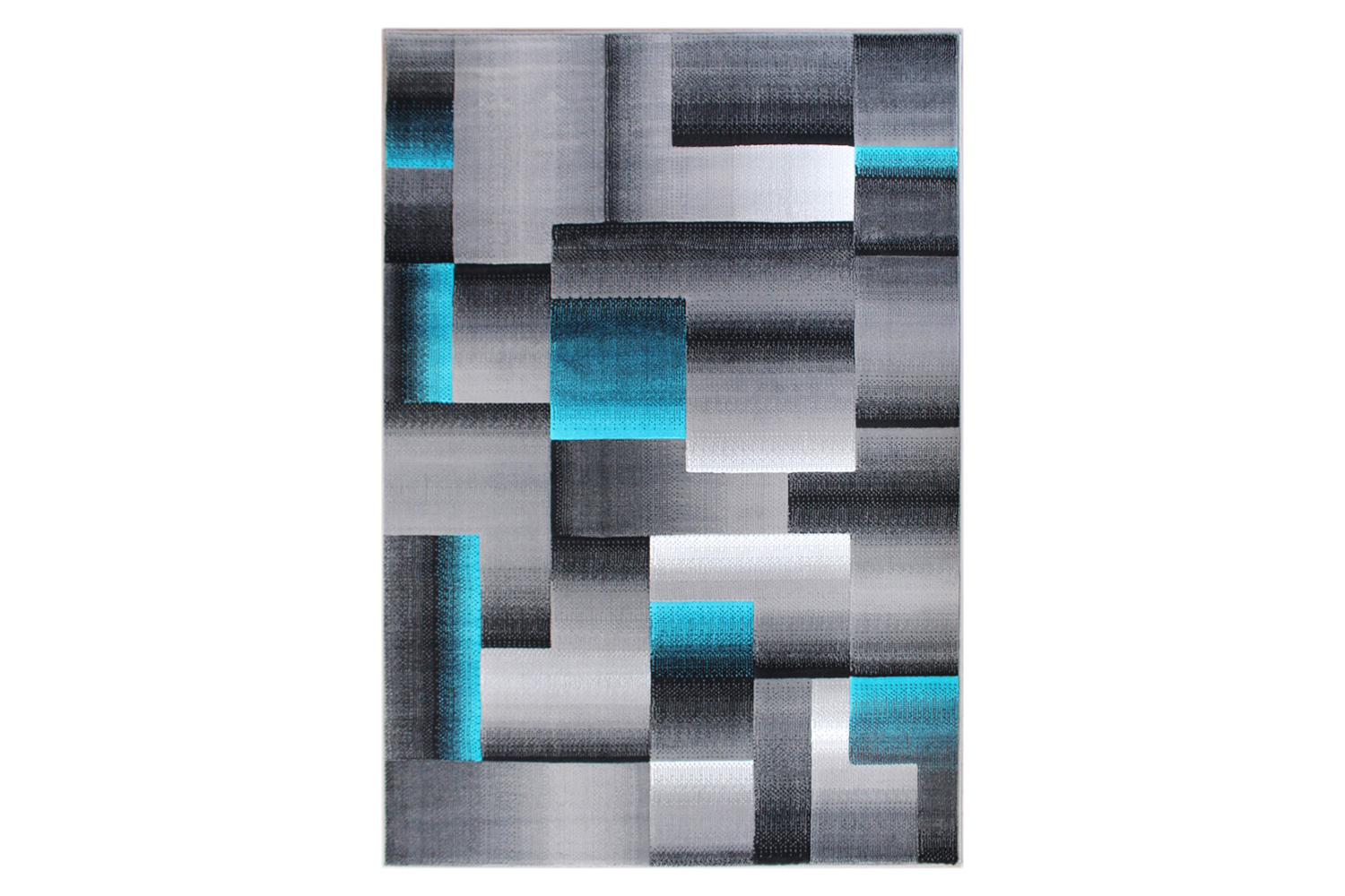 BLNK Elio Collection Olefin Color Blocked Area Rug with Jute Backing - Turquoise, 5'W x 7'L