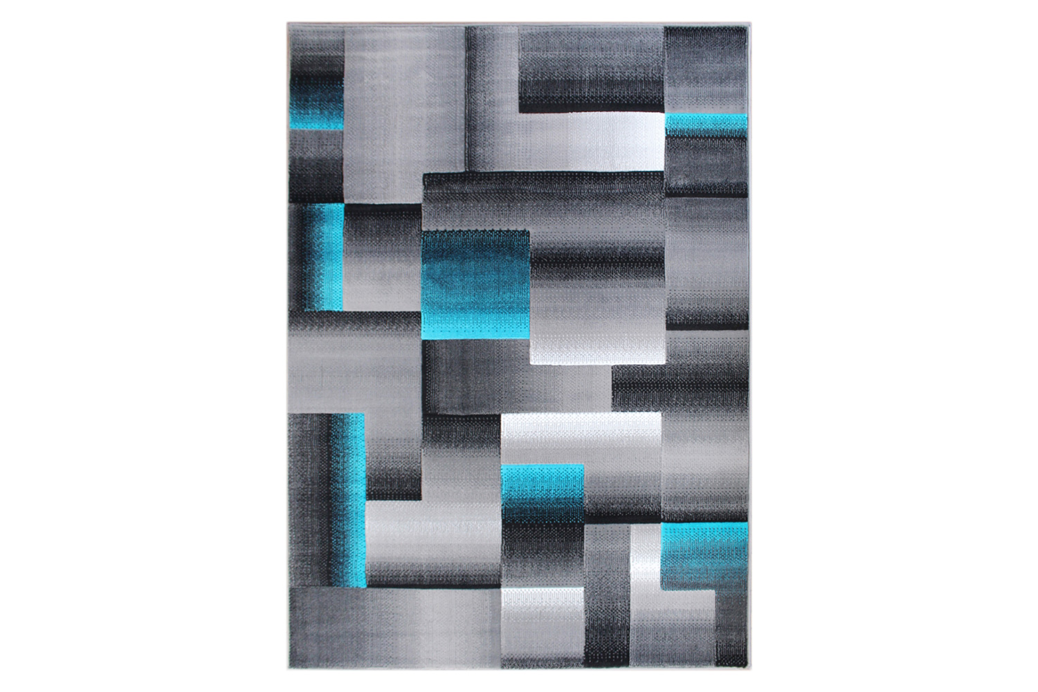 BLNK Elio Collection Olefin Color Blocked Area Rug with Jute Backing - Turquoise, 6'W x 9'L