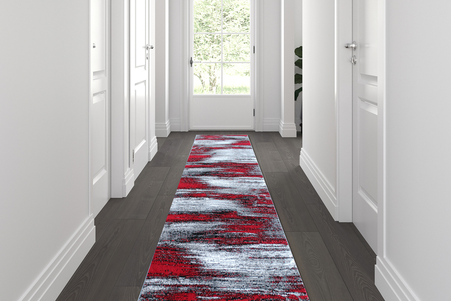 BLNK Rylan Collection Abstract Olefin Area Rug with Jute Backing