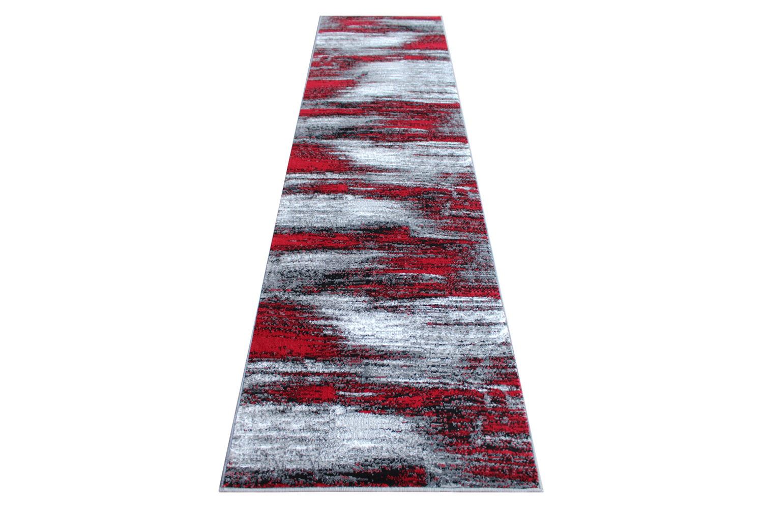 BLNK Rylan Collection Abstract Olefin Area Rug with Jute Backing - Red, 2'W x 10'L