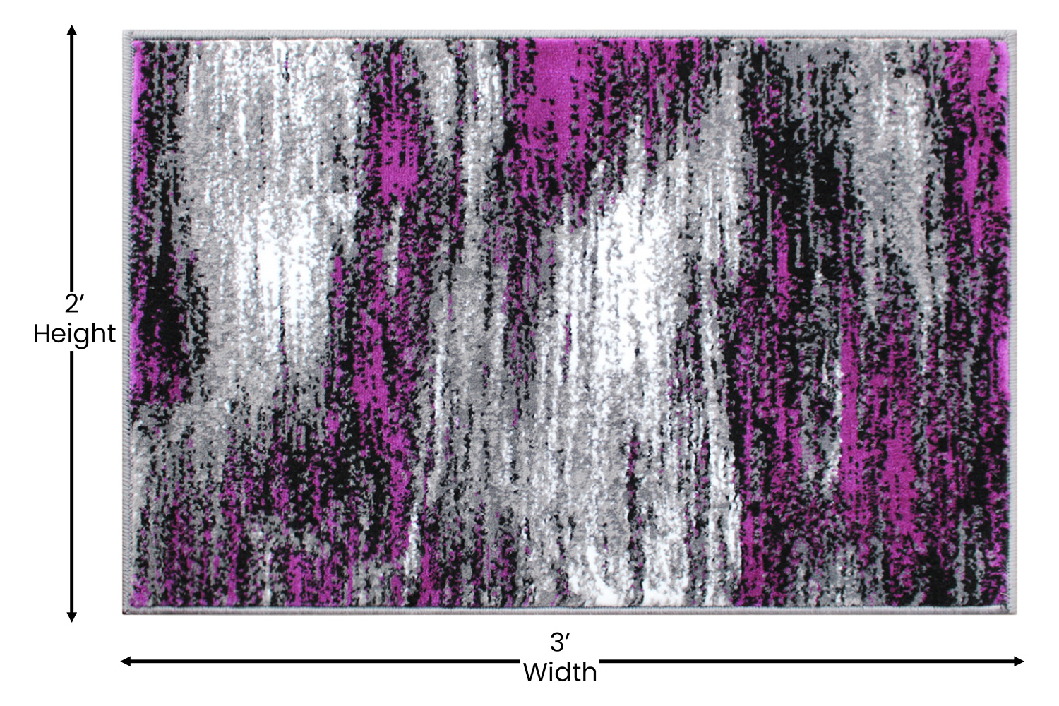 BLNK Rylan Collection Abstract Olefin Scraped Area Rug with Jute Backing - Purple, 2'W x 3'L