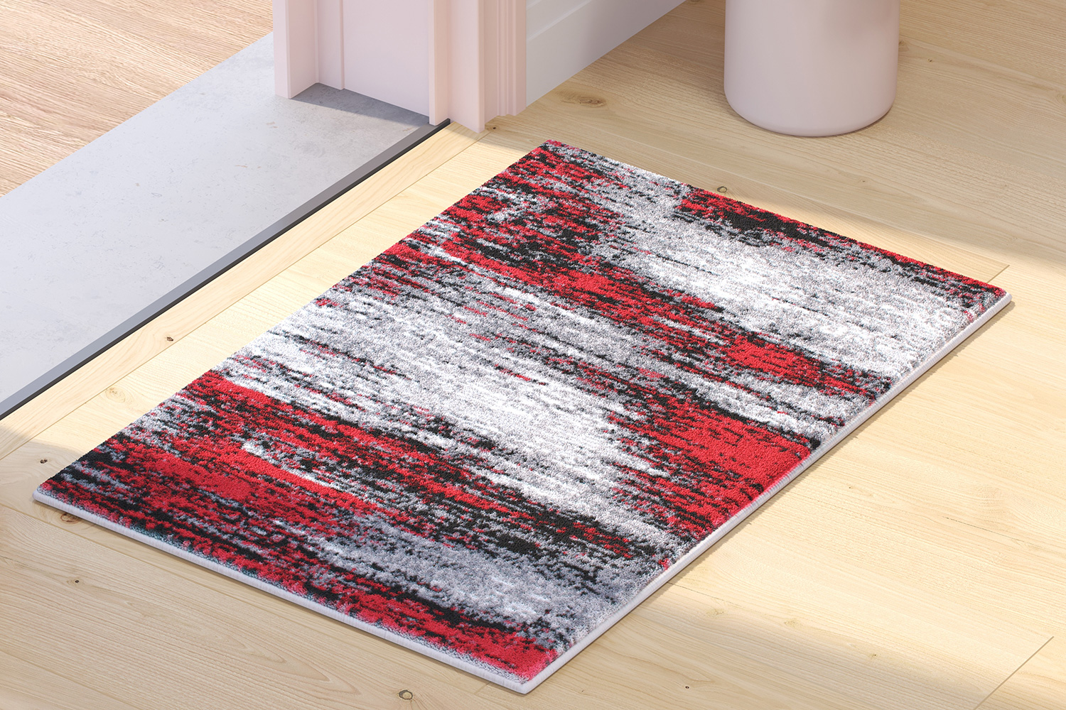 BLNK Rylan Collection Abstract Olefin Scraped Area Rug with Jute Backing - Red, 2'W x 3'L