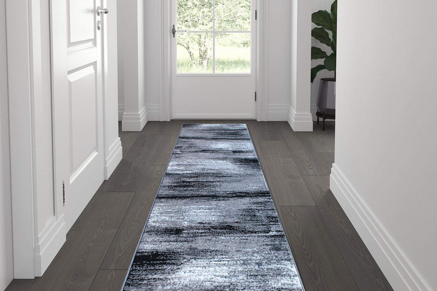 BLNK Rylan Collection Abstract Olefin Area Rug with Jute Backing