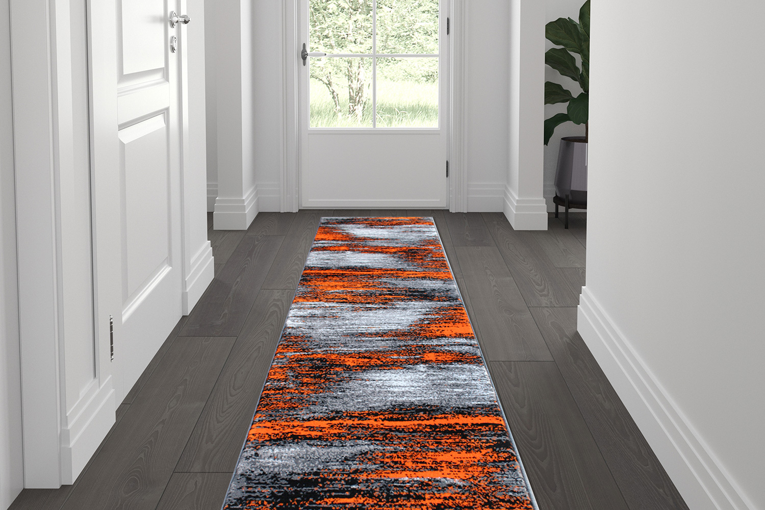 BLNK Rylan Collection Abstract Olefin Area Rug with Jute Backing