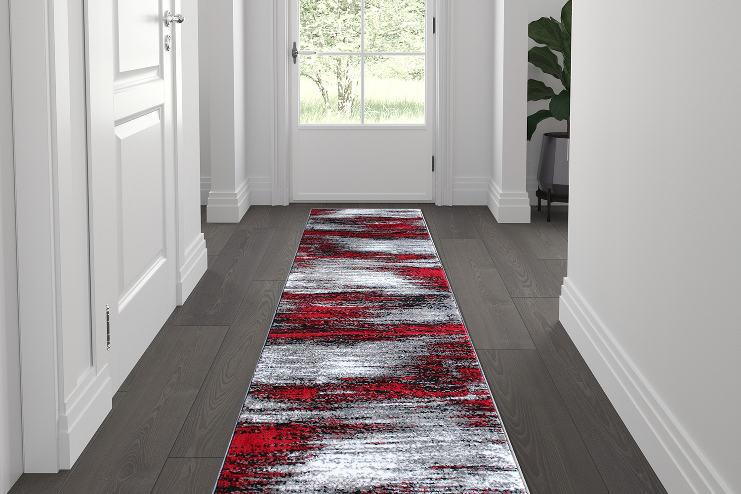 BLNK Rylan Collection Abstract Olefin Area Rug with Jute Backing