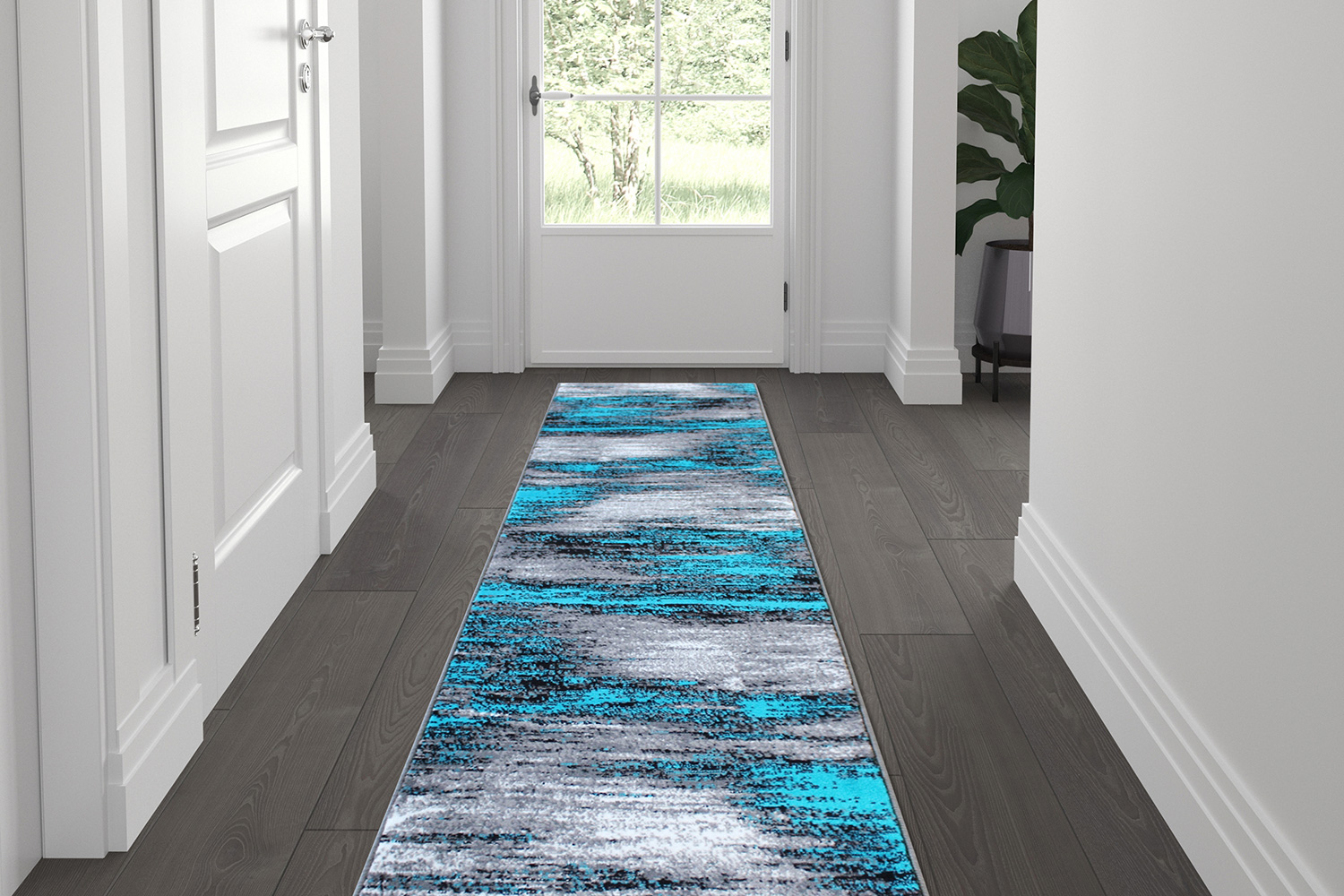 BLNK - Rylan Collection Abstract Olefin Area Rug with Jute Backing