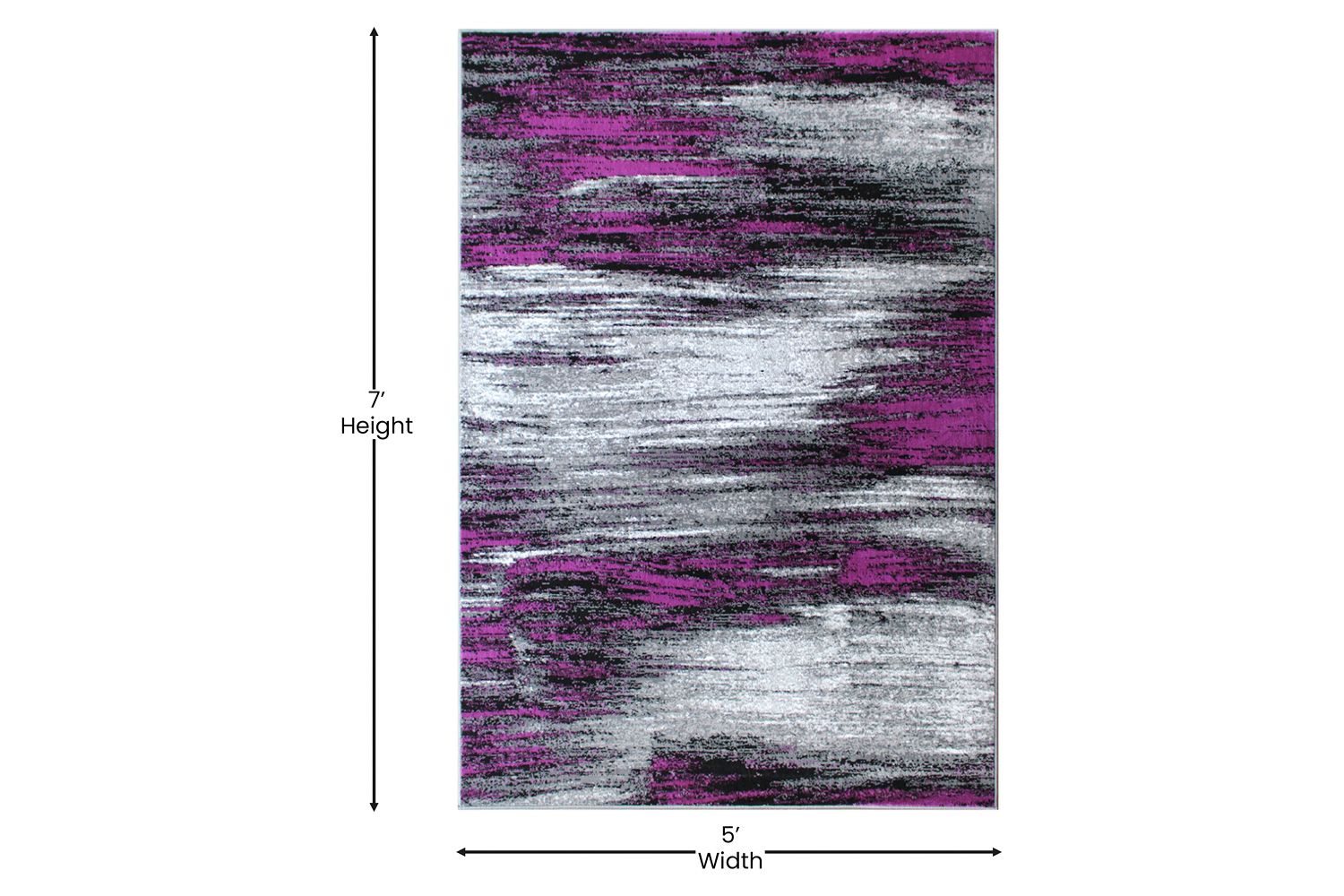 BLNK Rylan Collection Olefin Scraped Design Area Rug with Jute Backing - Purple, 5'W x 7'L