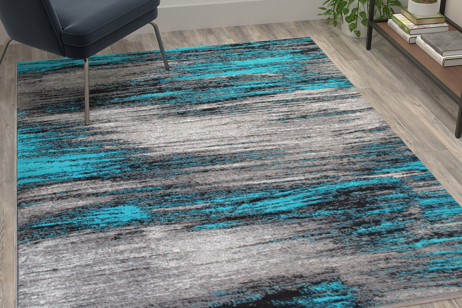 BLNK - Rylan Collection Olefin Scraped Design Area Rug with Jute Backing