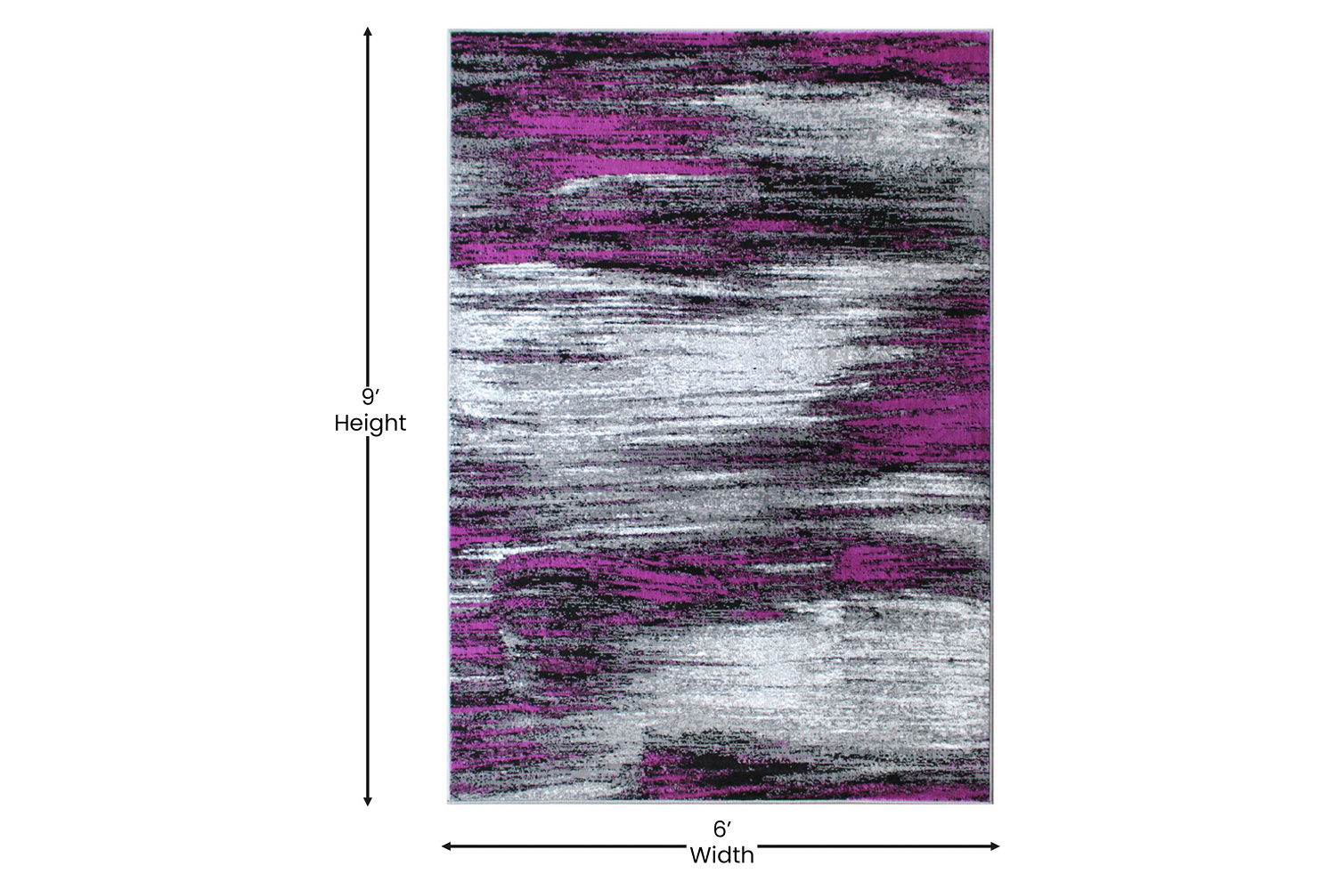 BLNK Rylan Collection Olefin Scraped Design Area Rug with Jute Backing - Purple, 6'W x 9'L