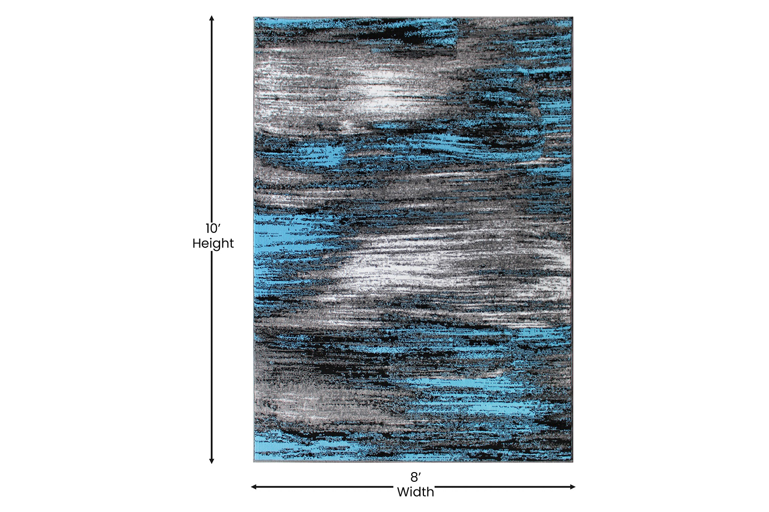 BLNK Rylan Collection Olefin Scraped Design Area Rug with Jute Backing - Blue, 8'W x 10'L