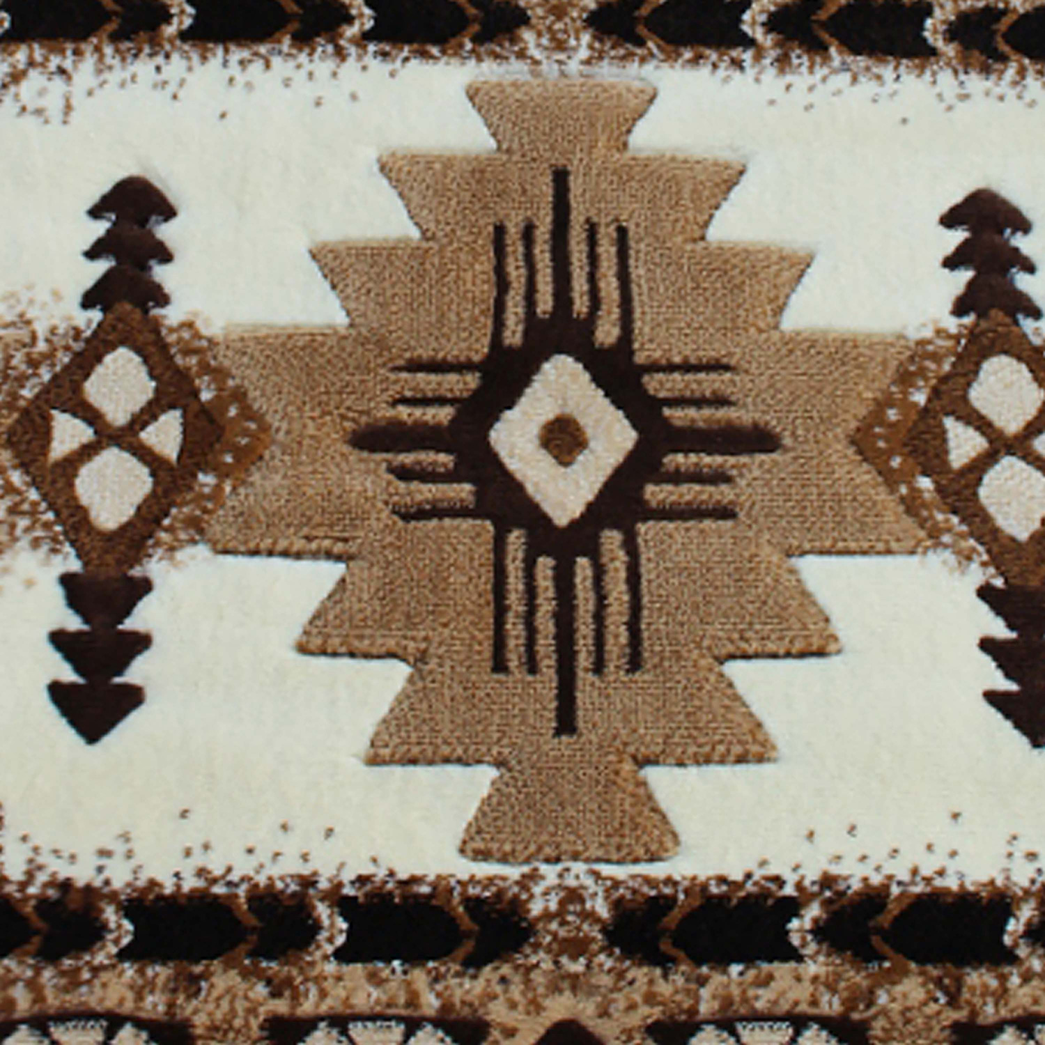 BLNK Mohave Collection Southwestern Style Olefin Traditional Area Rug with Jute Backing - Ivory, 2'W x 7'L