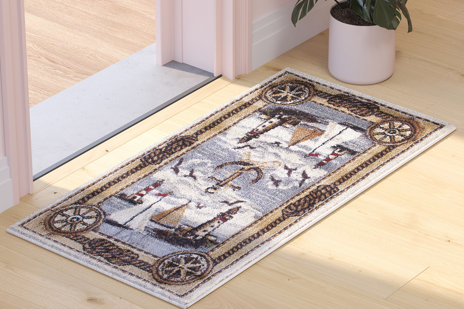 BLNK - Edmund Collection Nautical Themed Area Rug with Jute Backing