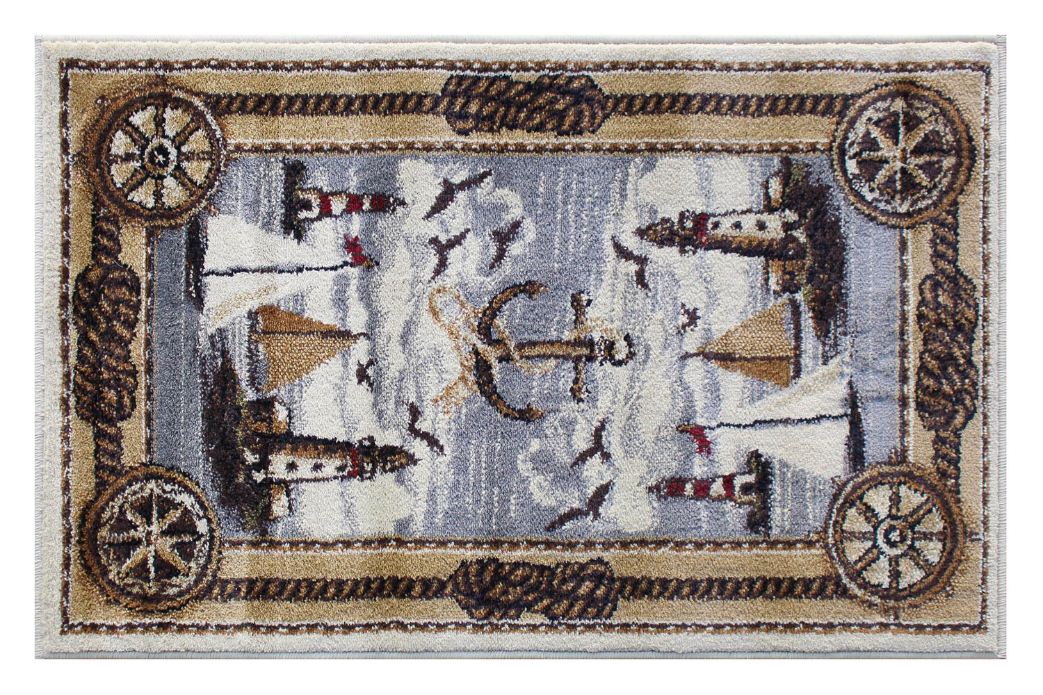 BLNK - Edmund Collection Nautical Themed Area Rug with Jute Backing