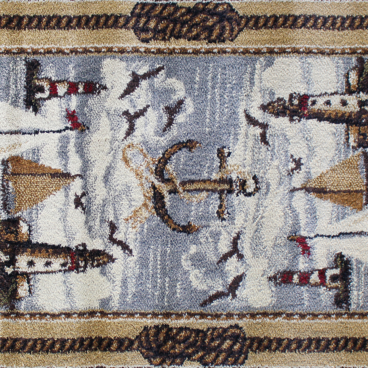 BLNK - Edmund Collection Nautical Themed Area Rug with Jute Backing