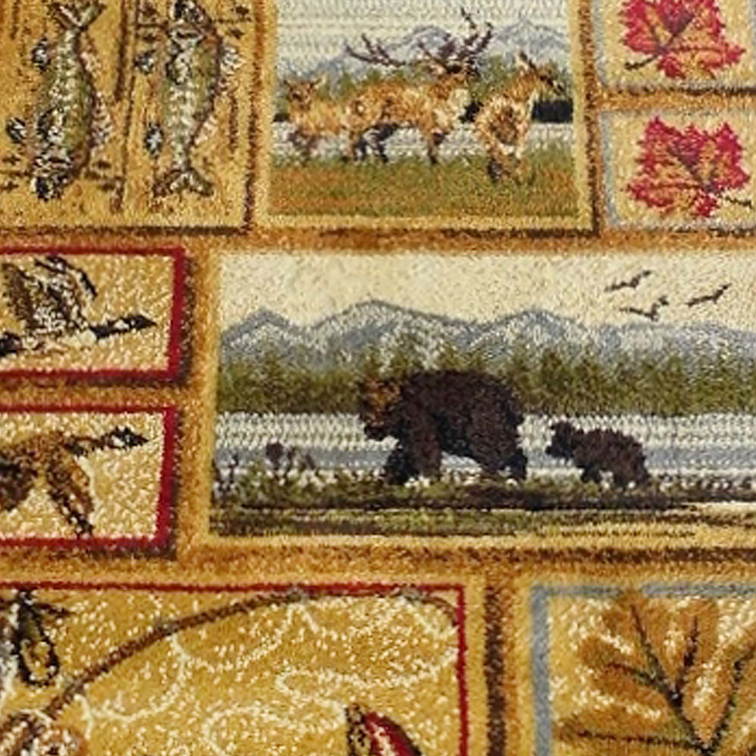 BLNK - Gaylord Collection Beige Bear and Moose Wilderness Area Rug with Jute Backing