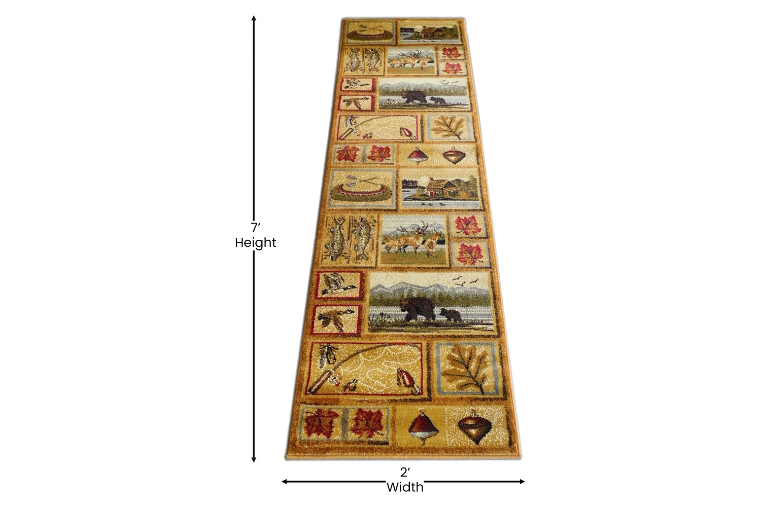 BLNK - Gaylord Collection Beige Bear and Moose Wilderness Area Rug with Jute Backing