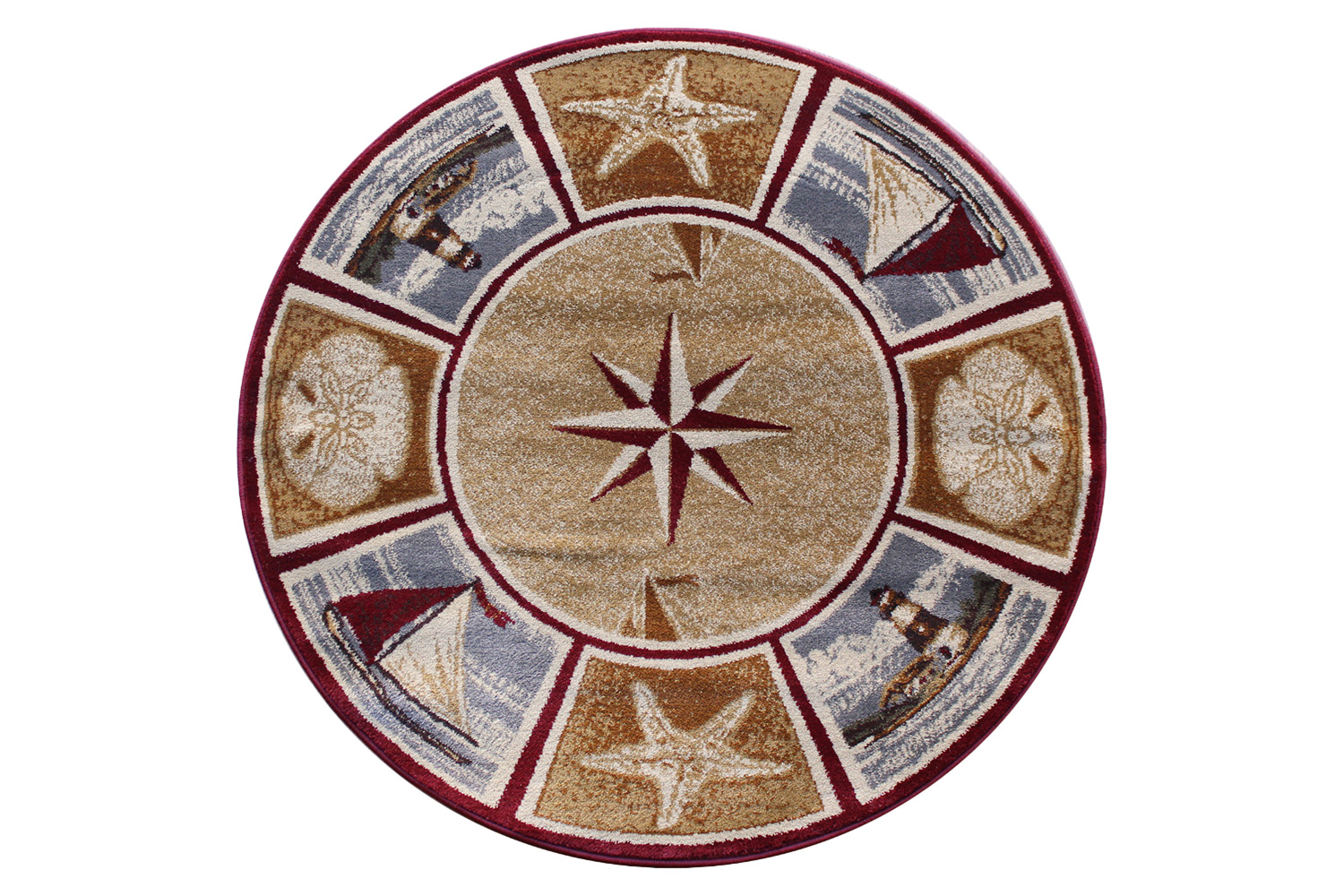 BLNK - Inis Collection Round Nautical Area Rug with Jute Backing