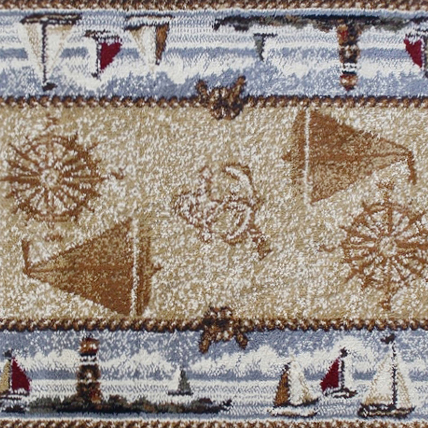 BLNK Sovalye Collection Nautical Themed Area Rug with Jute Backing - Beige, 2'W x 3'L