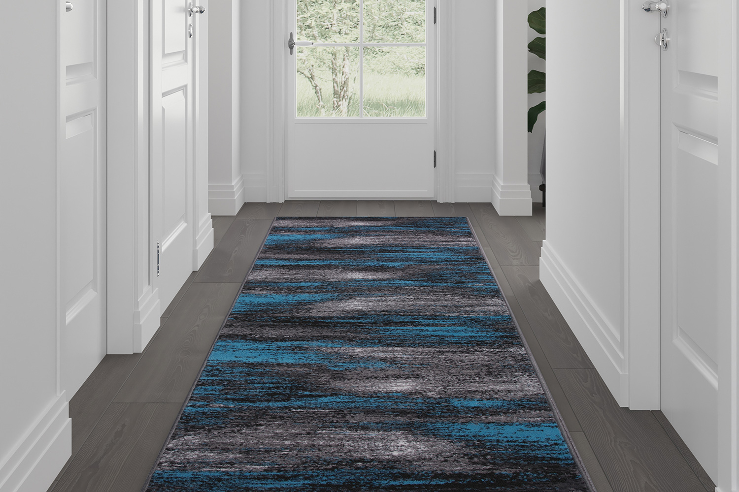 BLNK Rylan Collection Abstract Olefin Area Rug with Jute Backing