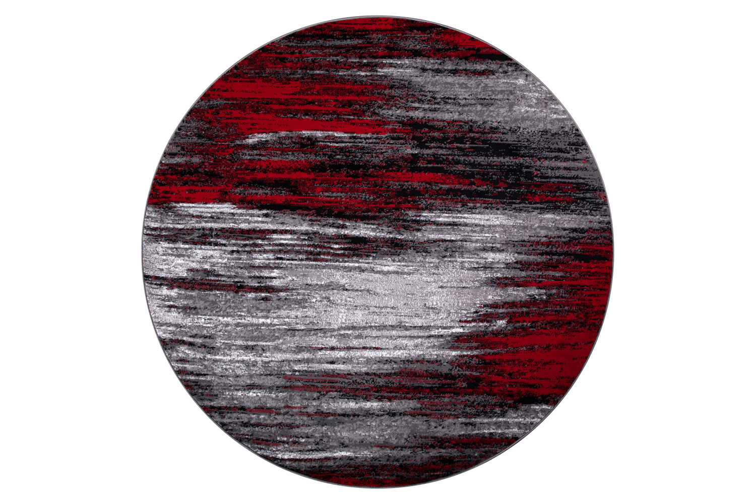 BLNK Rylan Collection Abstract Round Olefin Area Rug with Jute Backing - Red, 7'W x 7'L