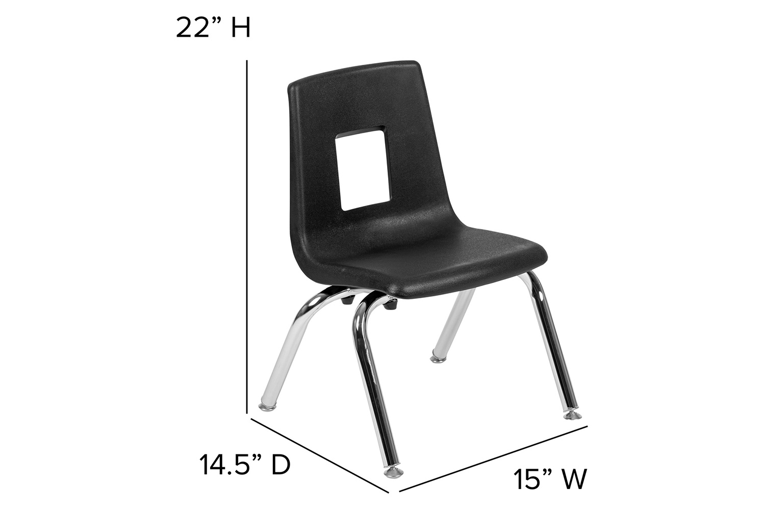 BLNK Mickey Advantage Student Stack School Chair - Black, 12"H