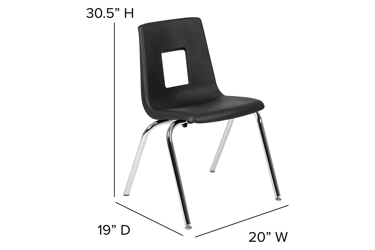 BLNK™ Mickey Advantage Student Stack School Chair - Black, 18"H