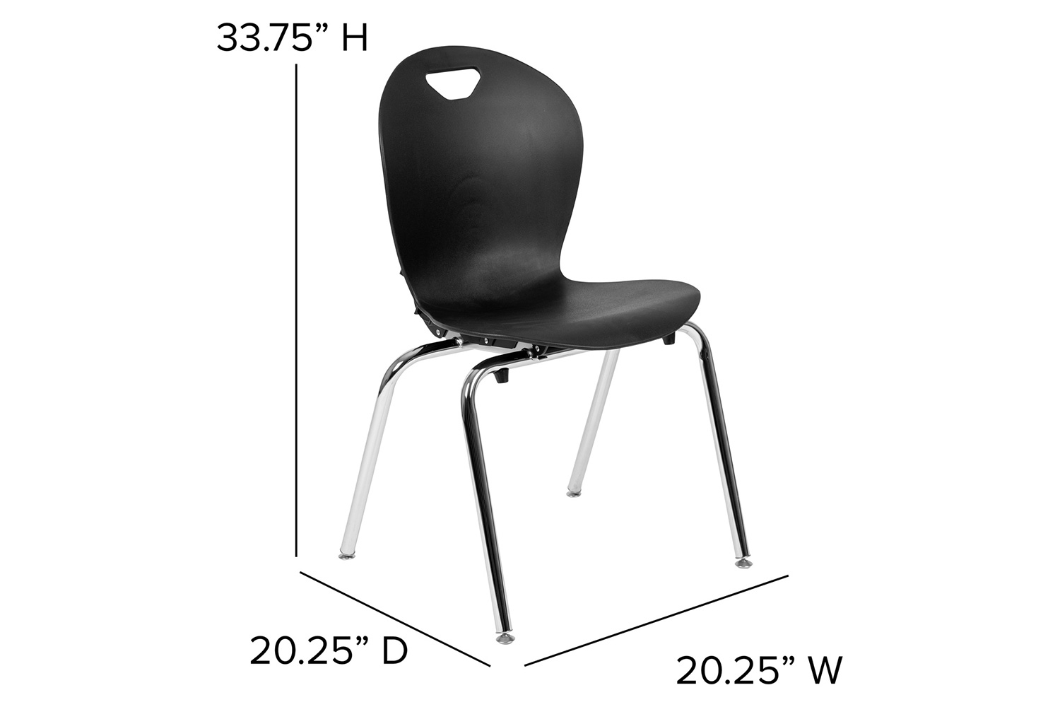 BLNK™ Mickey Advantage Student Stack School Chair - Titan Black, 18"H