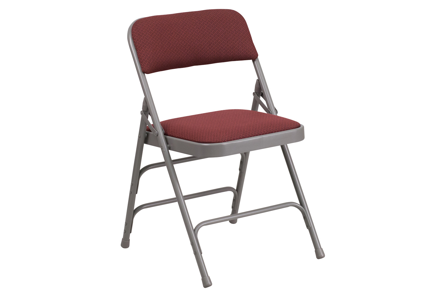 BLNK HERCULES Series Fabric Curved Triple Braced and Double Hinged Patterned Metal Folding Chair - Burgundy