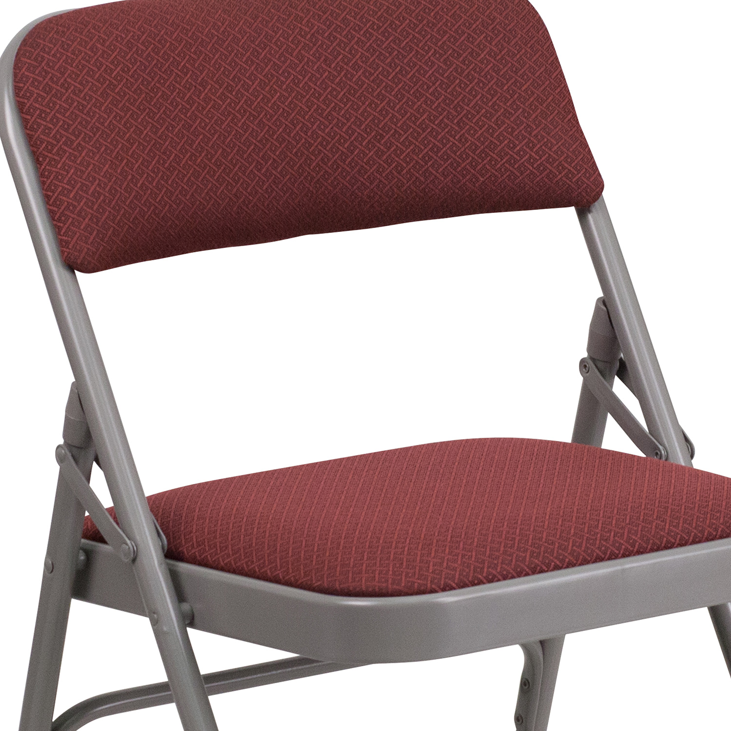 BLNK HERCULES Series Fabric Curved Triple Braced and Double Hinged Patterned Metal Folding Chair - Burgundy