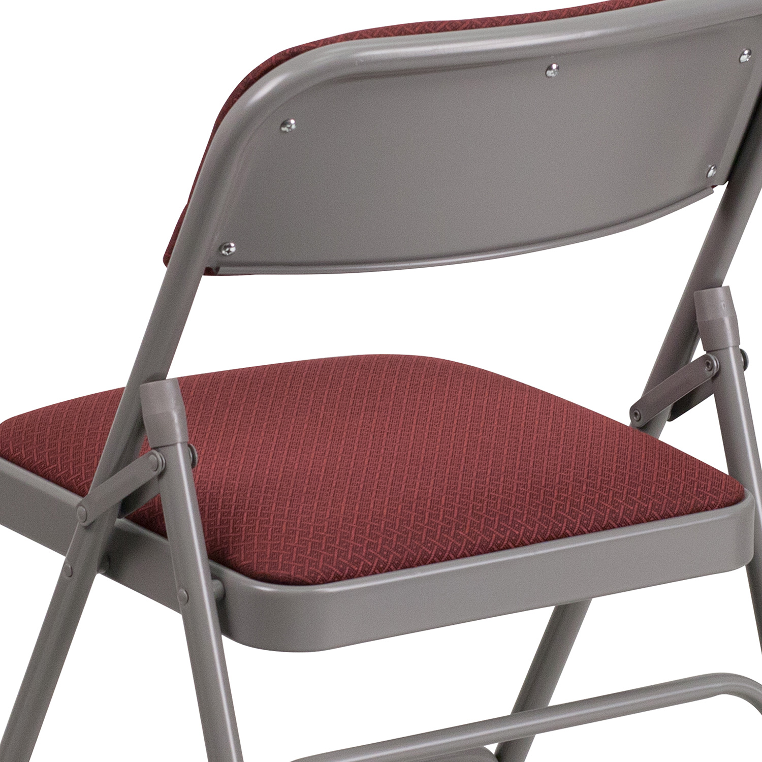 BLNK HERCULES Series Fabric Curved Triple Braced and Double Hinged Patterned Metal Folding Chair - Burgundy