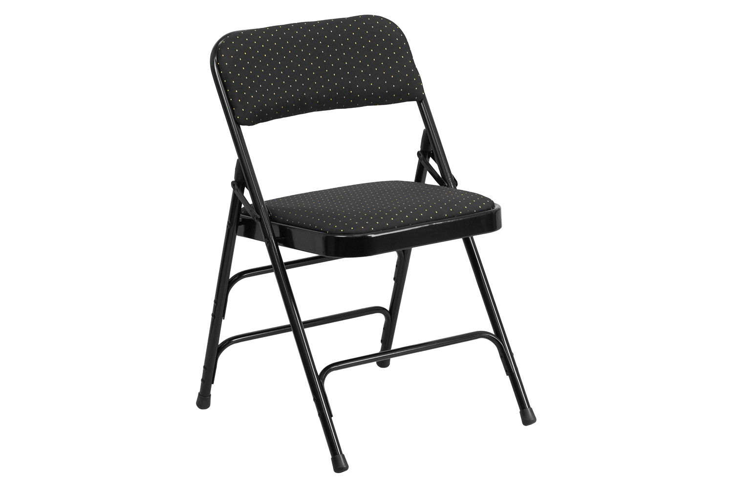 BLNK HERCULES Series Fabric Curved Triple Braced and Double Hinged Patterned Metal Folding Chair - Black