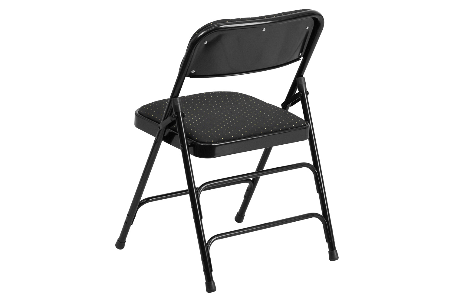 BLNK HERCULES Series Fabric Curved Triple Braced and Double Hinged Patterned Metal Folding Chair - Black