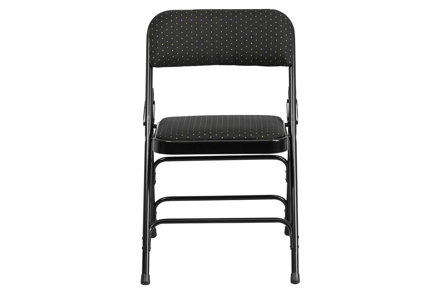 BLNK HERCULES Series Fabric Curved Triple Braced and Double Hinged Patterned Metal Folding Chair - Black