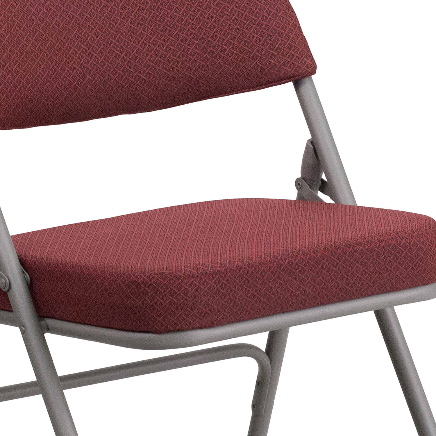 BLNK HERCULES Series Style 1 Fabric Premium Curved Triple Braced and Double Hinged Metal Folding Chair - Burgundy