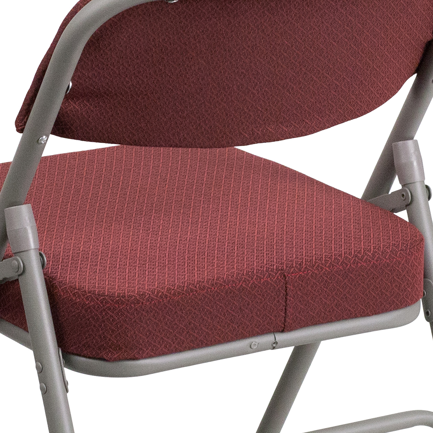 BLNK HERCULES Series Style 1 Fabric Premium Curved Triple Braced and Double Hinged Metal Folding Chair - Burgundy