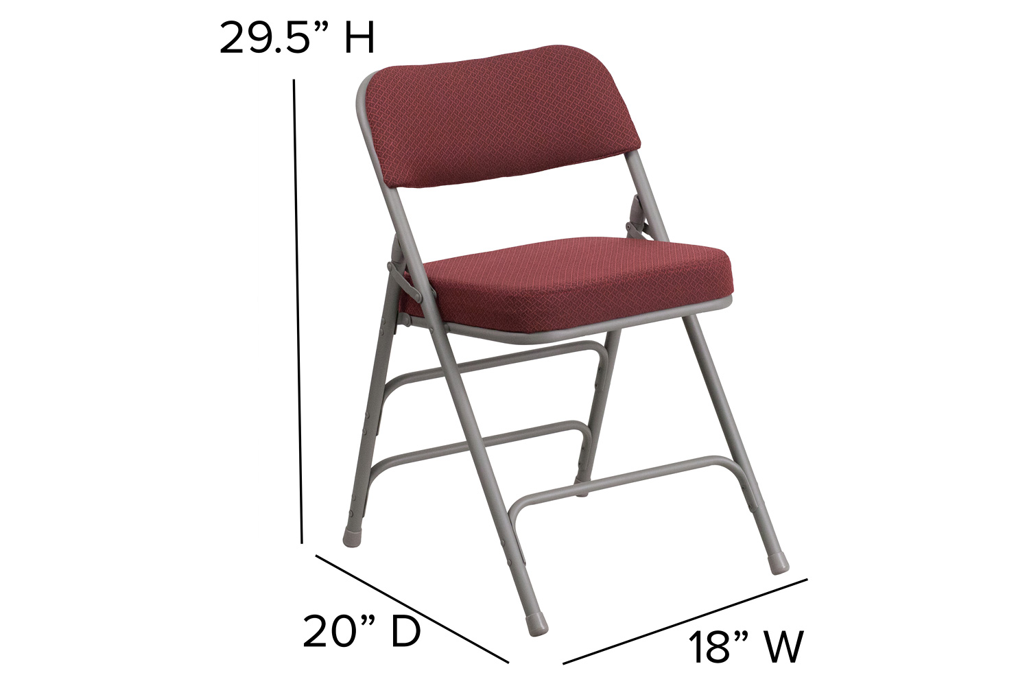 BLNK HERCULES Series Style 1 Fabric Premium Curved Triple Braced and Double Hinged Metal Folding Chair - Burgundy