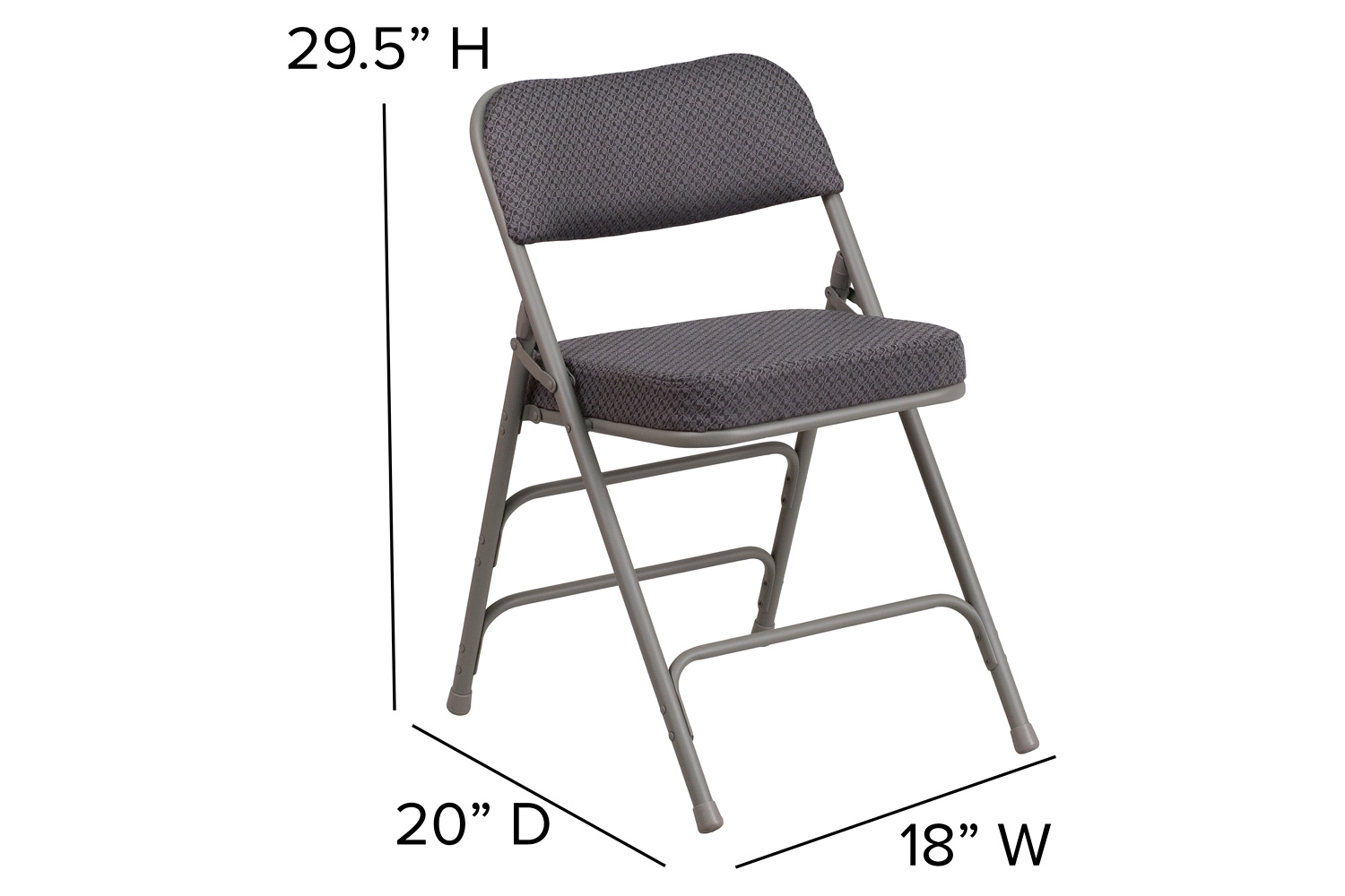 BLNK HERCULES Series Style 1 Fabric Premium Curved Triple Braced and Double Hinged Metal Folding Chair - Gray