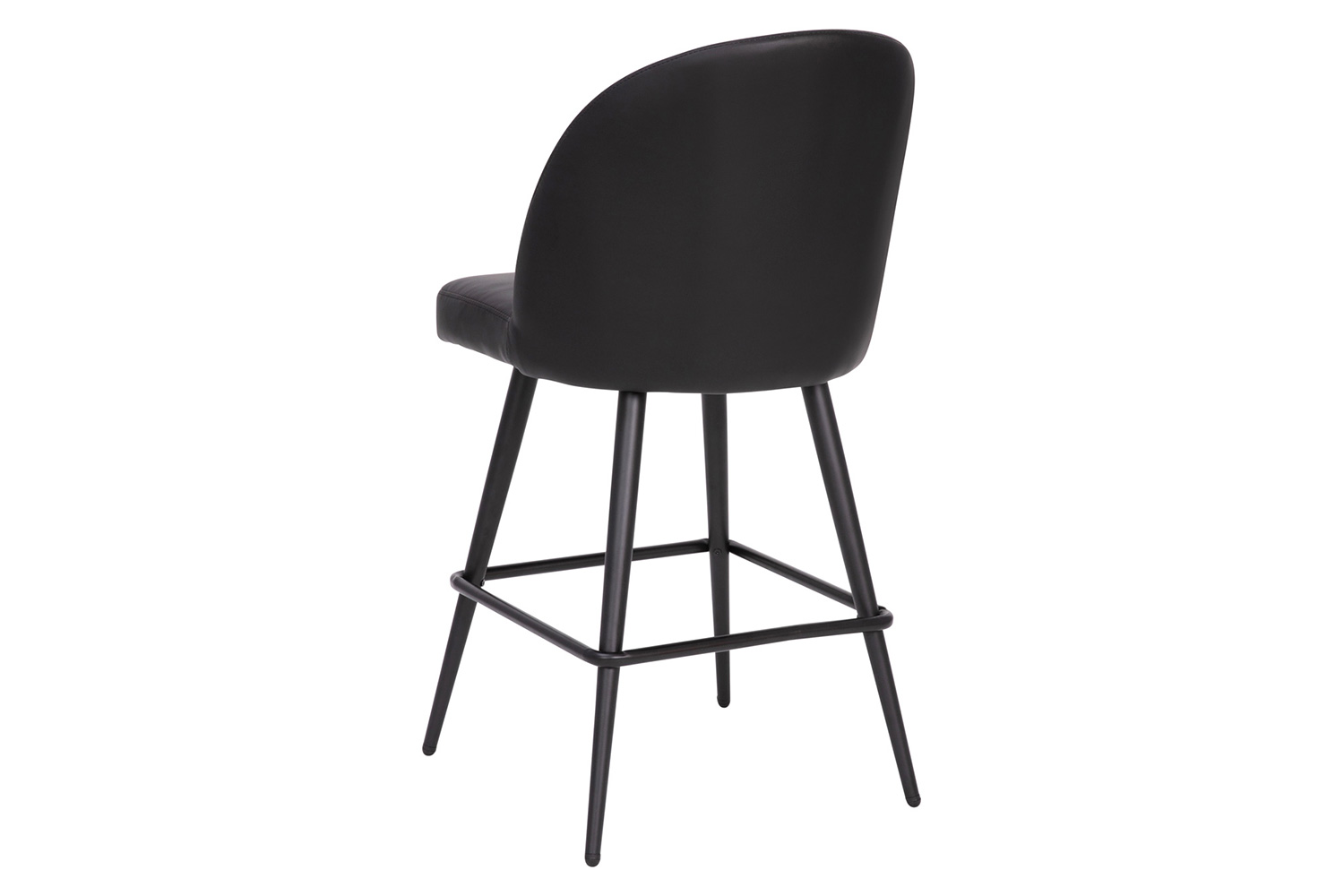 BLNK Lyla Commercial LeatherSoft High-Back Modern Armless Counter Stools with Contoured Backrests, Steel Frames and Footrests Set of 2 - Black