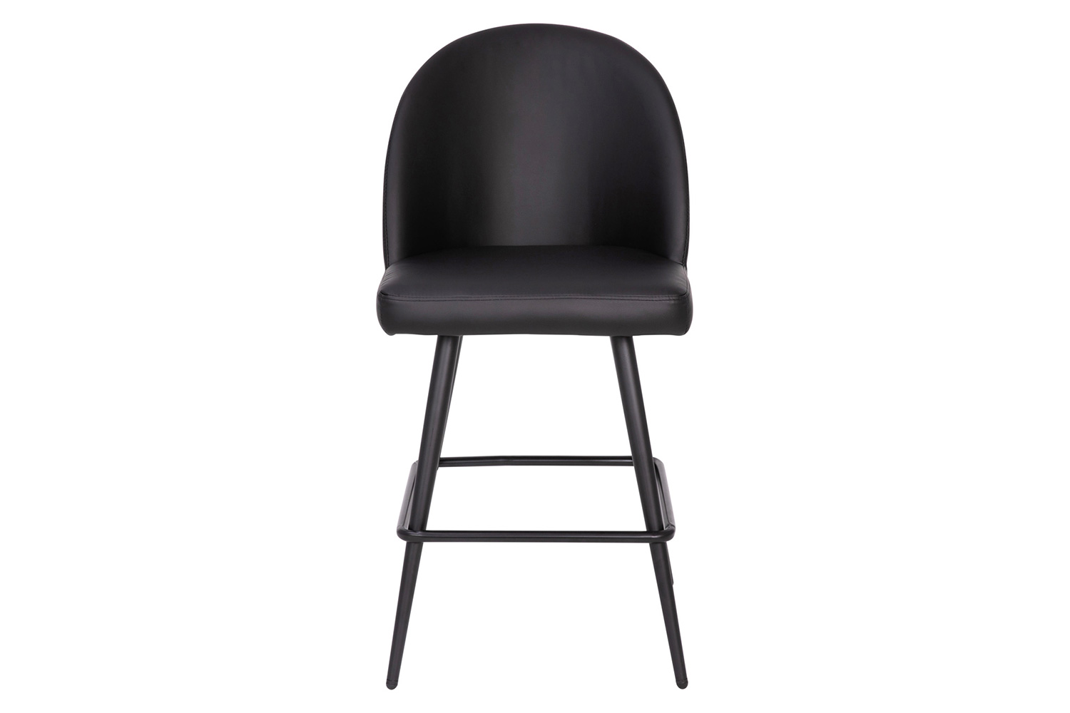 BLNK Lyla Commercial LeatherSoft High-Back Modern Armless Counter Stools with Contoured Backrests, Steel Frames and Footrests Set of 2 - Black