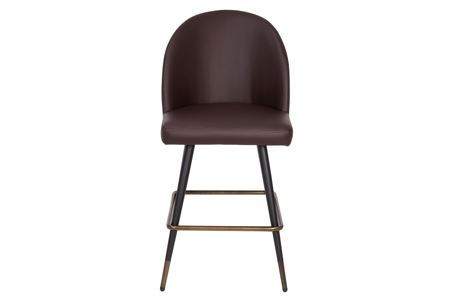 BLNK Lyla Commercial LeatherSoft High-Back Modern Armless Counter Stools with Contoured Backrests, Steel Frames and Footrests Set of 2 - Brown