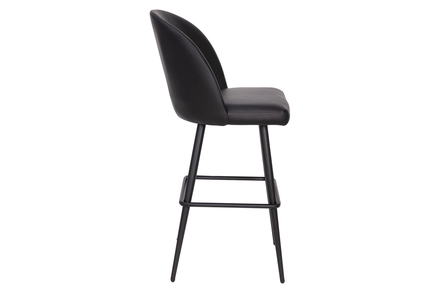 BLNK Lyla Commercial LeatherSoft High Back Modern Armless Bar Stools with Contoured Backrest, Steel Frame and Integrated Footrest Set of 2 - Black